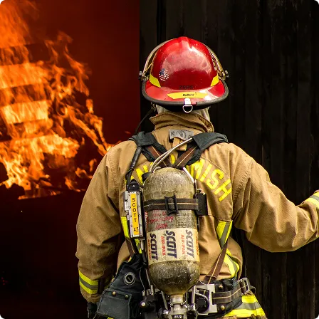 Firefighter fighting a fire